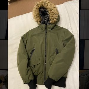 Reversible olive green garage jacket